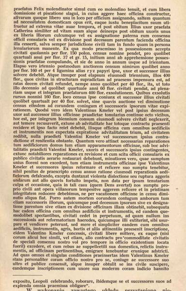 Латинський текст контракту від 28 липня 1599 року в публікації Анни Єнджейовської, «Kwartalnik Historyczny», 1923. У тексті Кмеллера названо «papyri magister» — майстром паперу. Оригінал публікації: Śląska Biblioteka Cyfrowa, public domain.