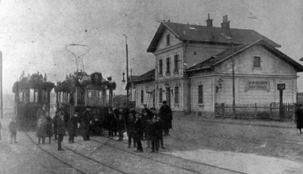 Станція Личаків, під час відкриття трамвайної лінії, 1914 рік
