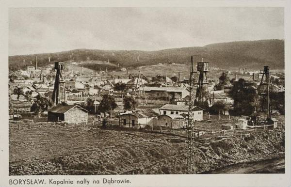 Нафтові вишки в Бориславі, поштівка 1918 року