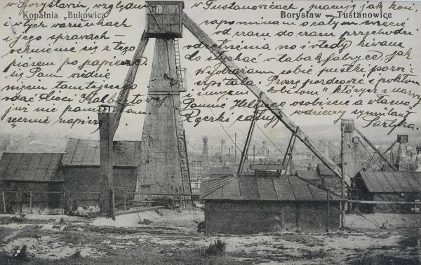 Нафтові вишки в Бориславі, поштівка 1917 року